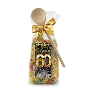 Bull & Bear Pasta bunte Geburtstags-Nudeln “Happy 60” 250g, Motivnudeln handgefertigt, Geschenk