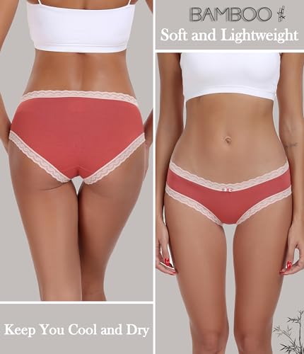 ANLIQI Womens Underwear Lace Trim Hipster Panties Pack Soft Moisture Wicking Cotton Bikini Briefs Cool Undies Underpants4