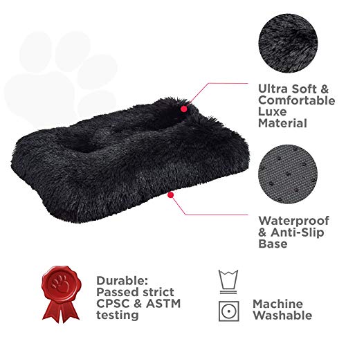 Fuzzball Fluffy Luxe Pet Crate Mat & Pad – Machine Washable, Waterproof Base, Anti-Slip, Durable Pad With Elastic Kennel Attachment (17” X 11”) #TOP3