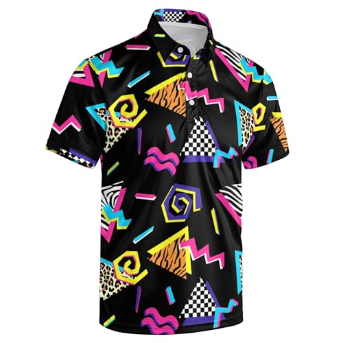Mens 80s Golf Shirt Dry Fit Performance Short Sleeve Print Shirts Funny 90s Golf Shirts for Men - Image 7