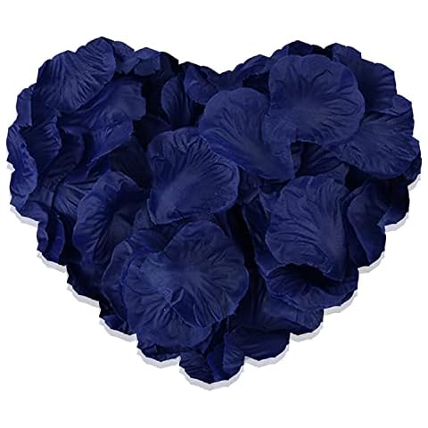 NeuWee 2000 Pieces Rose Petals, No-Taste Emulation Silk Blue Rose Petals, Waterproof Artificial Roses for Proposal Confession Anniversary Marry Me Decorations(Blue) Cover