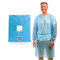 ADEBO Medical® | 10 St. | Blau | Einweg PP+PE Schutzkittel | Optimaler Schutz Einmal Kittel mit Strickbündchen & Klettverschluss – Premium OP Kittel
