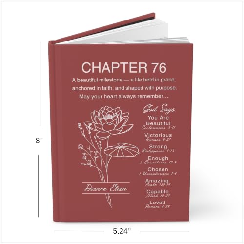 Personalized 76th Birthday Journal, Christian Faith Gift, Custom Name Birth Flower Notebook, Hardcover Floral Diary, 76th Birthday Keepsake for Mom, Dad, Wife, Husband, Grandma, Grandpa, Sister, Brother, Friend - VERSE76_10 - Image 8