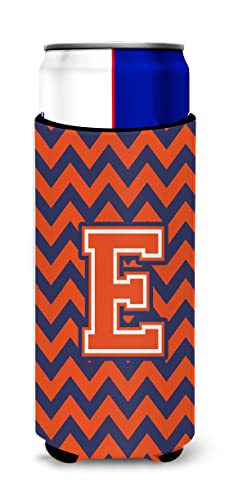Letter E Chevron Orange Blue Ultra Beverage Insulators for slim cans CJ1042-EMUK