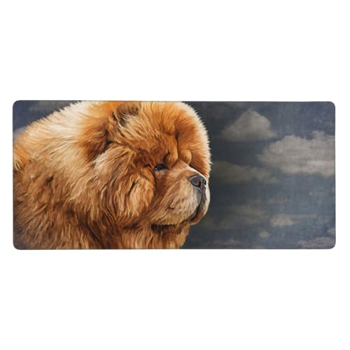 Tapis de souris grand format Chien Chow Vintage en caoutchouc 40 x 90 cm