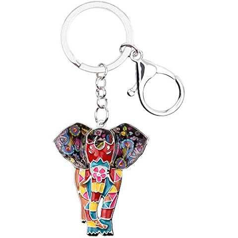 Enamel Metal Chain Jungle Elephant Key Chains For Women Car Purse Handbag Charms (Multicoloured) Cover