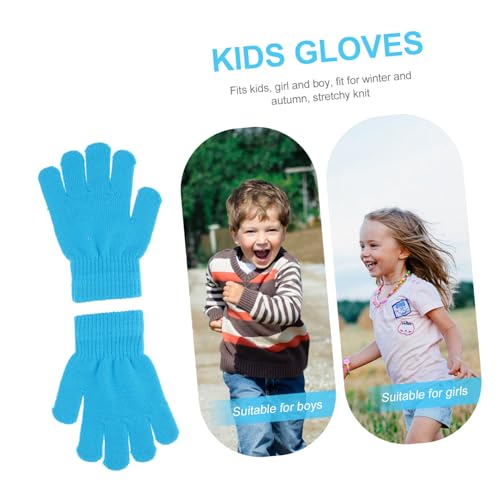 Boy Girl's Knitted Gloves Solid Finger Gloves for Boys Girls Ages Stretchy Knit for Outdoor Warm Comfortable4