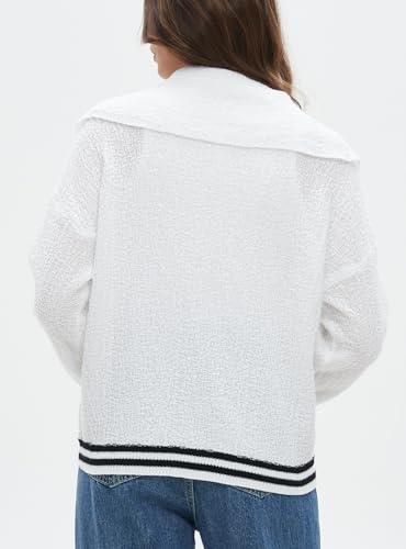 Ladyful Stripped Cardigan for Women Lapel Button Down Open Front Sweater Long Sleeve Knit Outerwear3