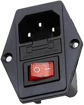 C14 Recessed Cold Device Socket with Red Switch and Fuse 3 Pin 220-250V/10A Cooling Device Socket 3 in 1 Socket with Switch and Lamp