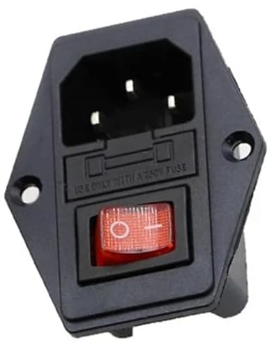Kaltgeräte Einbau-Buchse C14, mit Rotem Schalter und Sicherung, 3-Pin 220-250V/10A Audio Kaltgeräte-Buchse Einbau Kupplung Stecker Buchse, 3-in-1 Einlassmodulstecker mit Schalter und Lampe Kaltgeräte Einbau-Buchse C14, mit Rotem Schalter und Sicherung, 3-Pin 220-250V/10A Audio Kaltgeräte-Buchse Einbau Kupplung Stecker Buchse, 3-in-1 Einlassmodulstecker mit Schalter und Lampe