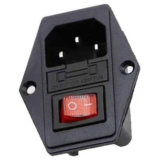 Kaltgeräte Einbau-Buchse C14, mit Rotem Schalter und Sicherung, 3-Pin 220-250V/10A Audio Kaltgeräte-Buchse Einbau Kupplung Stecker Buchse, 3-in-1 Einlassmodulstecker mit Schalter und Lampe