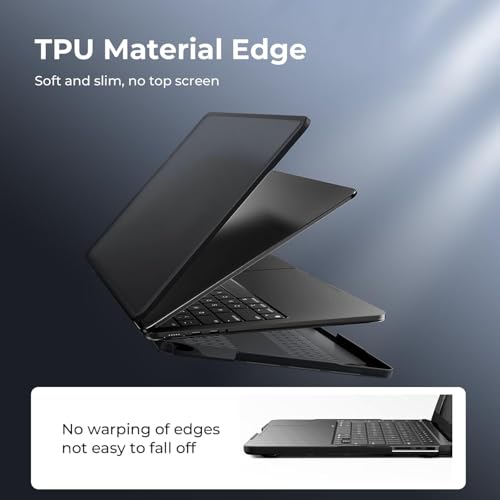 Image of Meyaar Anti-Cracking Hard Shell Case Compatible with MacBook Air 15 inch M4 2025 2024 2023 Release A3241 M3 A3114 M2 A2941 Anti-Fingerprint Soft TPU Bumper(Frosted Black)