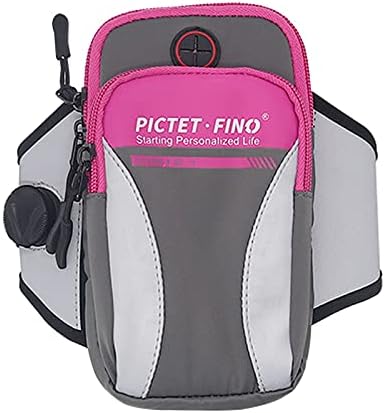 Armband for iPhone 12 Pro Max, Fitness Cycling Running Arm Bag Dual Pockets Cell Phone Holder Case Bags Compatible with iPhone 12, iPhone 11, Samsung Galaxy S21（Rose）