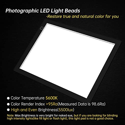 slide viewer light box 5600k 12x8 ultra-thin adjustable brightness backlight for slides and film negative scanning