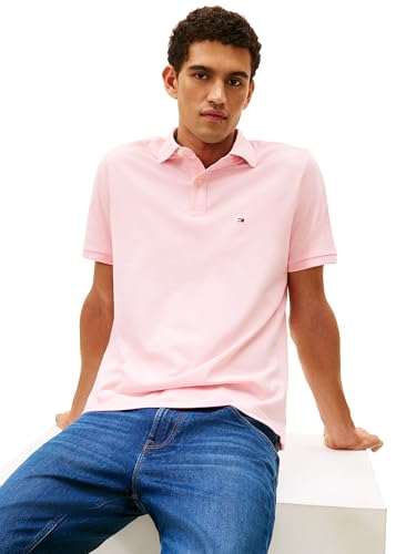 Image of Tommy Hilfiger Mens Short Sleeve Cotton Pique Polo Shirt in Regular Fit