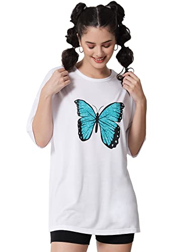 Image of KOTTY Women's Oversized T-Shirts | Cotton Blend||Stylish Prints & Solids||Long Length||Loose fit