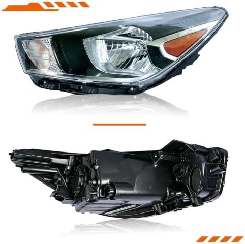 MAHOTUY Driver Headlight Assembly Compatible with 2018-2023 Kia Rio Halogen Headlamp Replacement w/o Bulbs 92101-H9000 (Driver Left Side) - 1