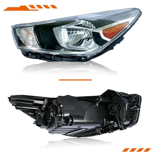 MAHOTUY Driver Headlight Assembly Compatible with 2018-2023 Kia Rio Halogen Headlamp Replacement w/o Bulbs 92101-H9000 (Driver Left Side)