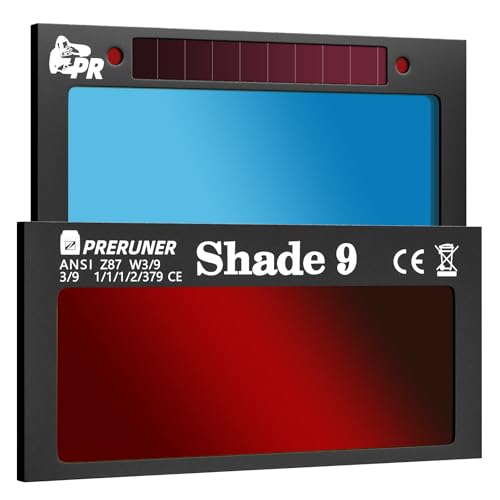 Image of Core Series Red Shade 9 Auto Darkening Welding Lens | 2"x4 1/4" Welding Lens | Red Coating | Ultimate Clarity | Teal-Tinted View | Replacement for Sugar Scoop or Pancake Welding Hood