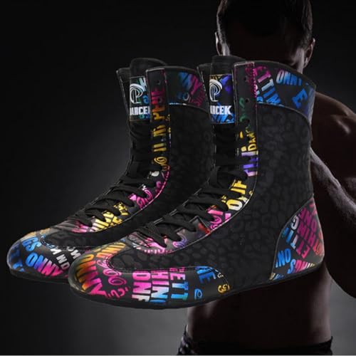 Hixingo Zapatos de Boxeo para Hombre Mujer 36-45, Zapatillas Boxeo Hombre Mujer Cons Uelas de Goma Antideslizantes Zapatillas Lucha Libre Ligero y Respirable (DK513 Couleur,39) - imagen 4