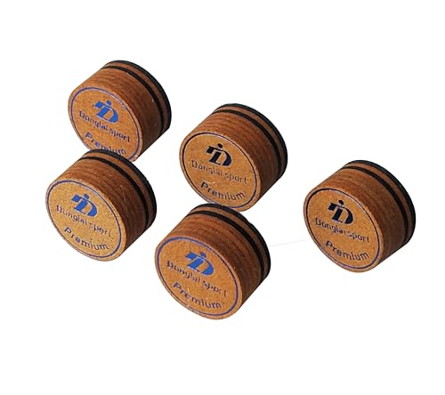 DDonglai 5PCS Packed Brown/Black Premium Laminated Billiard Cue Tips, Laminated Pool Cue Tips, Max Grip Power Cue Tips-S Hardness