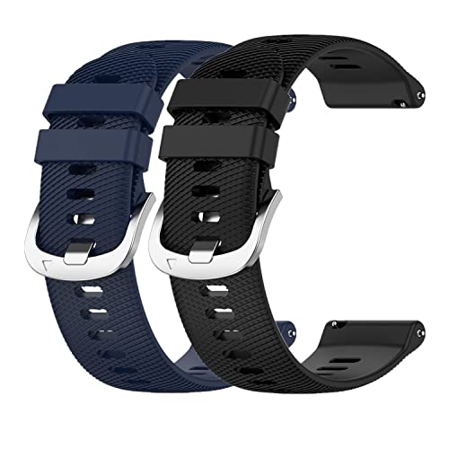 Huwokxix 22mm Watch Strap compatible with Garmin Forerunner 255/265,Adjustable Silicone Sports Wristband Replacement Band for Garmin Forerunner 255/265 (Dark blue + black)
