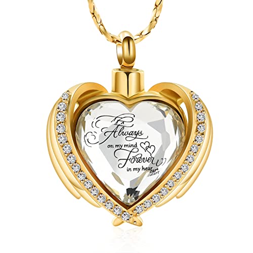 Imrsanl Cremation Jewelry for Ashes Pendant - Crystal Heart Urn Necklace with Mini Keepsake Urn Memorial Ash Jewelry
