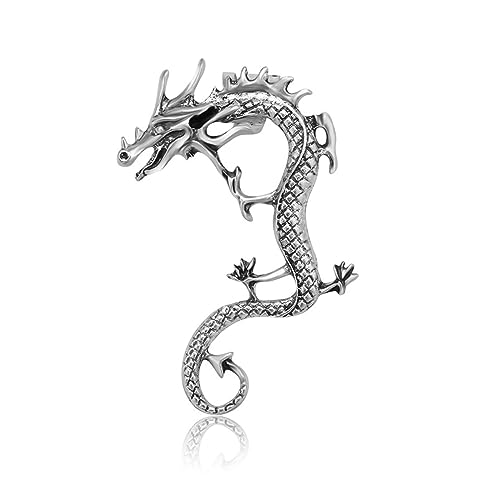 W WEILIRIANGothic Dragon Climber Cuff Earring Silver Dragon Cuff Wrap Earring Dragon Cartilage Cuff Earrings Halloween Cosplay Earring Jewellery for Women and Girls Gifts