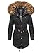 Produktbild MARIKOO Damen Winter Jacke Stepp Parka Mantel Winterjacke warm gefüttert Kunstpelz LA Viva S-XXL (XS, Schwarz)