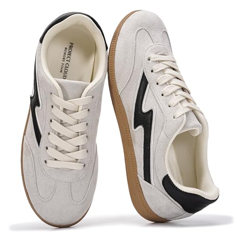 Project Cloud Sneakers for Women - Lace-Up Shoes for Women Trendy Women Sneakers with Memory Foam Insole Women's Fashion Sneakers Non-Slip Womens Shoes (Irita, WHITMULT,8.5)