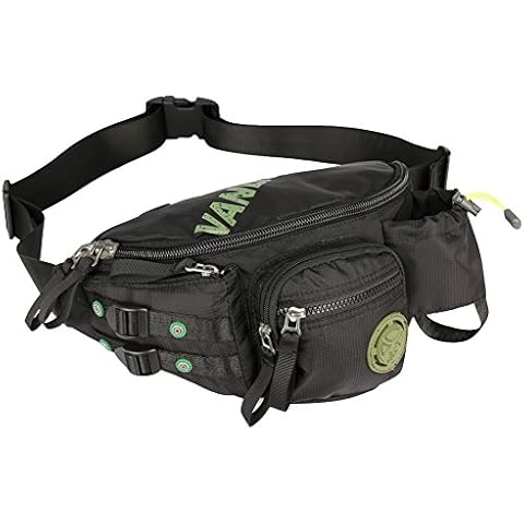 Fanny Pack, Sling Bag, Larswon Waist Pack with Bottle Holder, Running Bag Hiking Waist Bag Black Cover