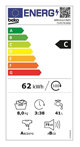 Beko WML81633NP1 Waschmaschine, 8 kg Frontlader, 1600 U/Min