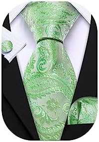 Barry.Wang Man Tie Set Paisley Silk Pocket Square Cufflinks Necktie Sets Designer Wedding Party