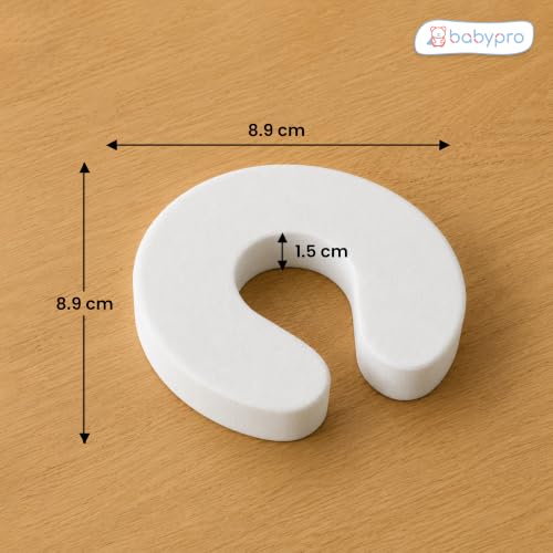 Image of BabyPro Finger Pinch U-Shape Door Guard for Kids, Pack of 4, White | Soft Foam, Easy to Install Baby Proofing Finger Pinch Prevention