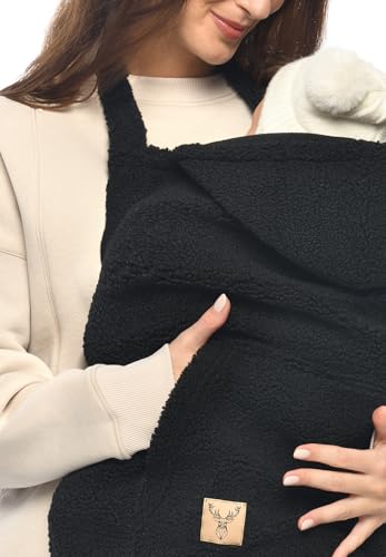 MijaCulture Tragecover M025 TEDDY – Universaler Bezug für Babytrage, Tragetuch & Cape, Warmes Cover für Babys (Schwarz)