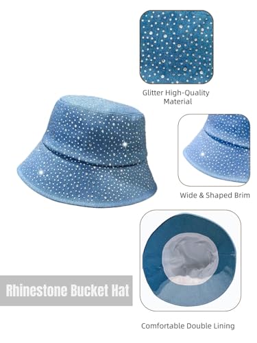 Sombrero tipo Bucket con pedrería para mujer miniatura 3