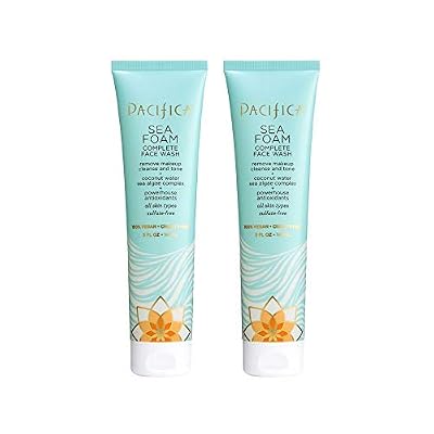 Pacifica Beauty Sea Foam Complete Face Wash Set, Skincare, Daily Gentle Facial Cleanser, Makeup Remover, Coconut Water, Sea Algae Complex, Sulfate & Paraben Free, Vegan, 5 fl oz (2 Pack)