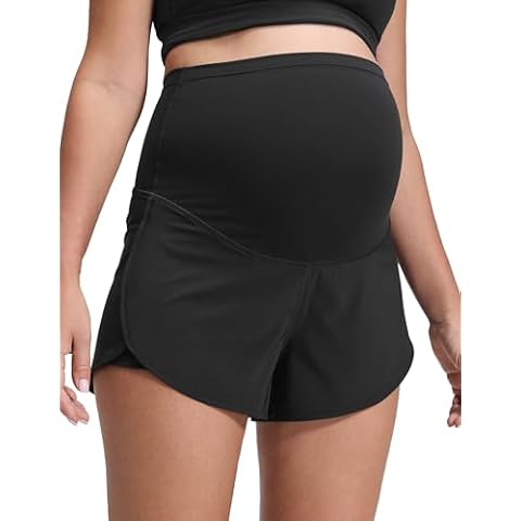 CRZ YOGA Maternity Dolphin Workout Shorts 3" Black Medium Cover