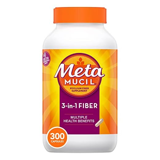 Metamucil, Daily Psyllium Husk Powder Supplement, 3-in-1 Fiber for Digestive Health, Plant Based Fiber, 300ct Capsules