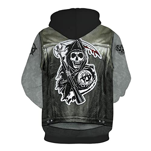 PRIOKNIKO Męska bluza z kapturem jesień sport 3D czaszka cyfrowy nadruk bluza z kapturem, Wy-01, 3XL