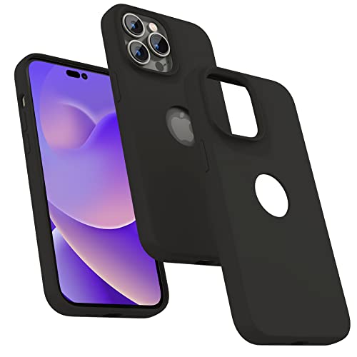 Image of eller sante Liquid Silicon Logo-Cut for iPhone 14 Pro Case Cover, Soft TPU, Shockproof, Scratch Resistant, 6 Feet Drop Protection, Compatible with iPhone 14 Pro Back Cover - Black