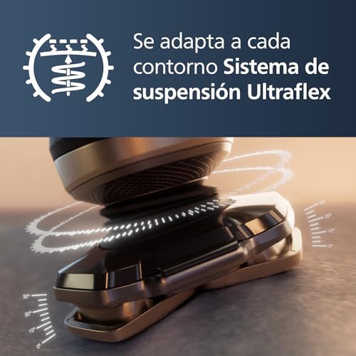 Philips S9000 Prestige, Afeitadora Eléctrica Hombre, Máquina de Afeitar Barba en Seco y Mojado, Tecnología Levanta y Corta SkinIQ, Recortador de Precisión, Centro de Limpieza, Funda Premium, SP9841/32 - imagen 4