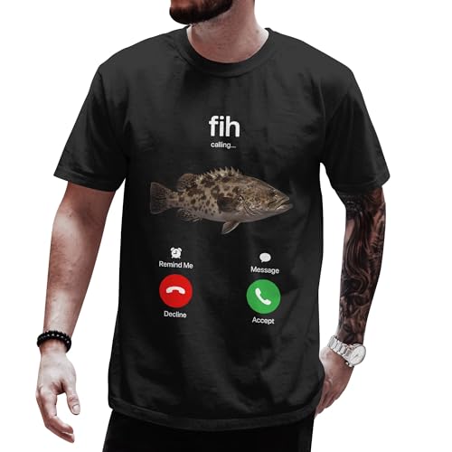 Cozevra Fih Shirt for Men - Fish Calling Shirt - Mens Fishing Tshirt - Fish Calling Remind Me Tshirts - Sarcasm Tee Tee for Men - Father Day Fishing Gift Shirts (Black-S)