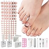 SXC Cosmetics X-Pro Tips French Tip Press On Toenails for Women, Acrylic Soft Gel System (Short French Skintone, Short)