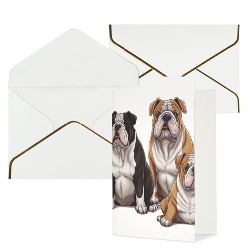 STVYUKL O[eBOJ[h t Thinking of You Card English Bulldogs Happy Birthday  ҏ 󔒂̃J[h @ 4x6