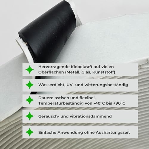 esnado Butylband Schwarz beidseitig klebend - Breite: 10 mm, Dicke: 2 mm, Länge: 22,5 m