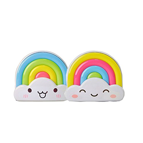 Vanki OxySense LED Baby Kids Night Light, Rainbow Toddler Nightlight with Voice Light Sensor - Plug in Wall Light Lamp Playful Clouds 1pcs