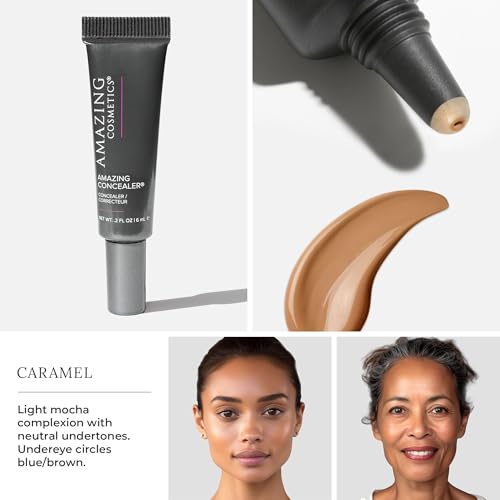 AmazingCosmetics Amazing Concealer, Full Coverage with Pin Dot Amounts, Long Wear Concealer Makeup for Undereye Dark Circles, Blemishes and Spots, Color Correcting, Skin- Like Finish
