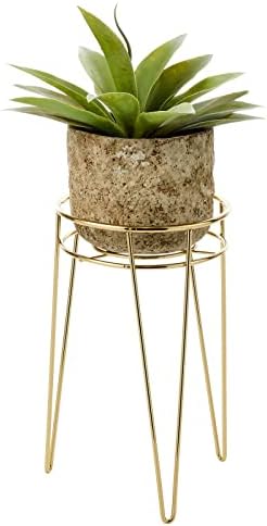 mDesign Steel Modern 12" Plant Stand, Planter Holder with Hairpin Legs for Display Indoor Outdoor Plant/Flower in Living Room Shelf, Balcony, Patio, Garden, Office - Concerto Collection - Soft Brass