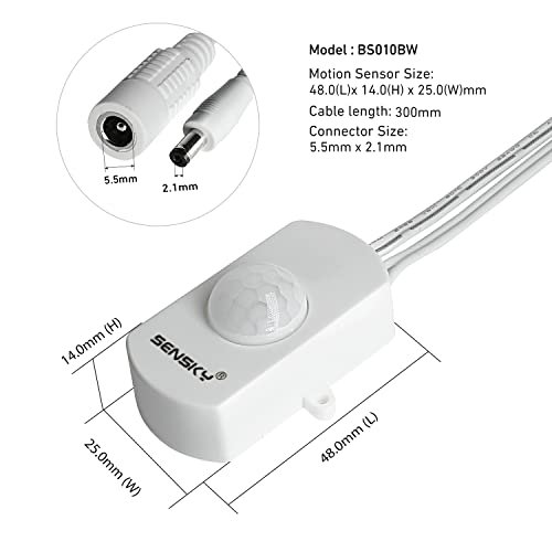 Sensky Bs010Bw Dc 12V To 24V 3A Mini Dimmable Pir Motion Sensor Switch Occupancy Sensor Switch For Gun Safe, Diy Led Lighting,Kitchen Cabinet(White) #TOP4